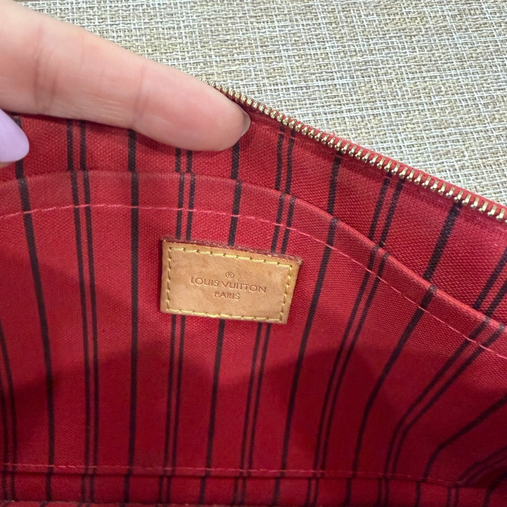 Louis Vuitton Monogram never full Brown and Red pochette - Picture 7 of 14